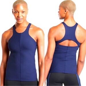 Athleta Intensity Support Tank Top Back Cut Out Navy Blue XS